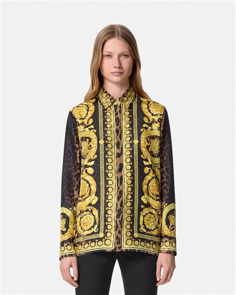 versace snake shirt|Wild Barocco Silk Shirt Animalier .